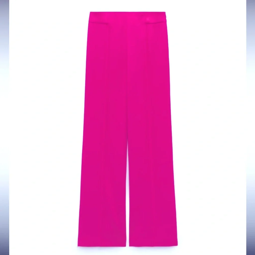 Zara long flowing  neon pink pants - Picture 10 of 16